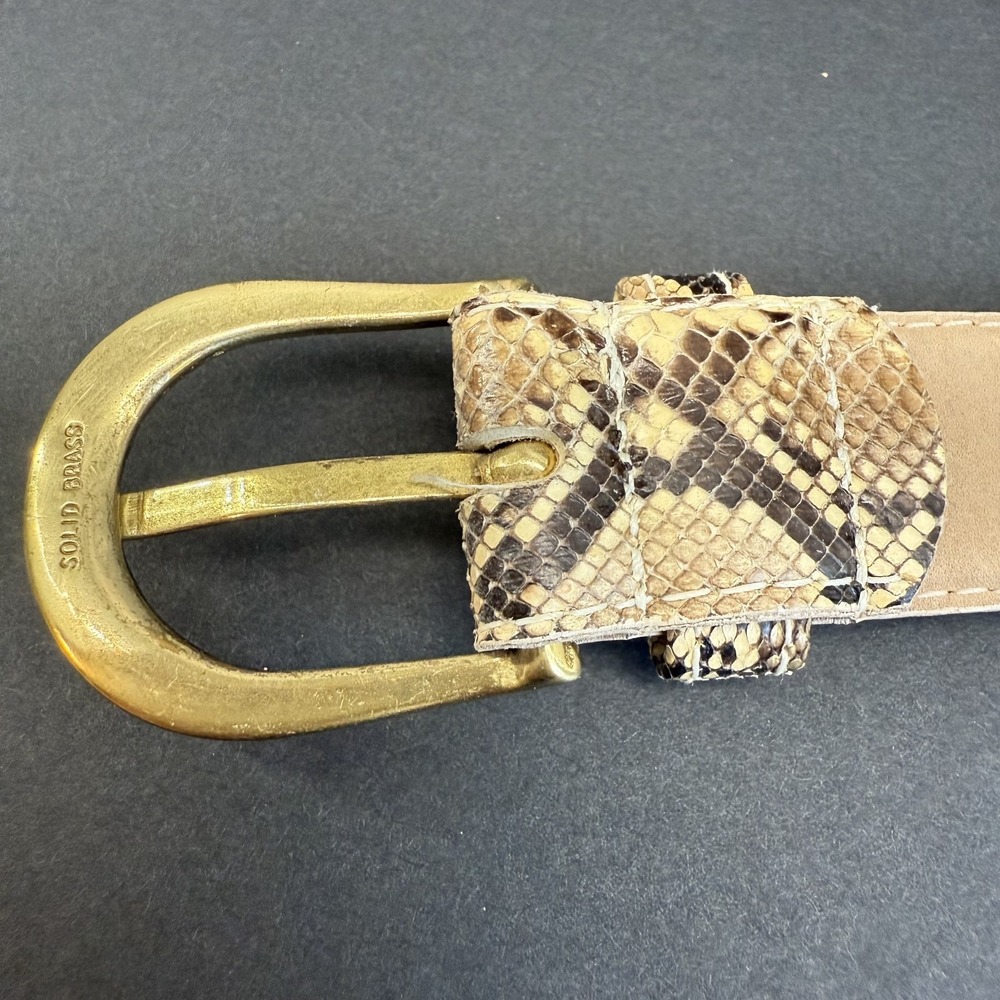 Vintage Genuine Python Belt Solid Brass Buckle Re… - image 11